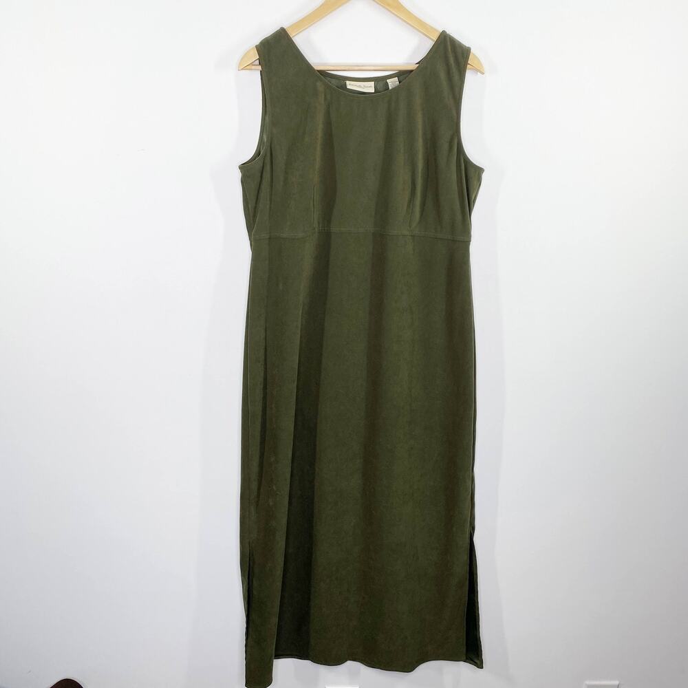 Amanda Smith Womens Y2K Green‎ Faux Suede Sleeveless Maxi Dress Size 14 Earthy